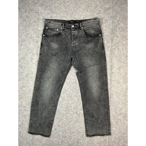 PURPLE BRAND Men's Grey Wash Distressed Straight Leg Jeans Style No P005 Size 38